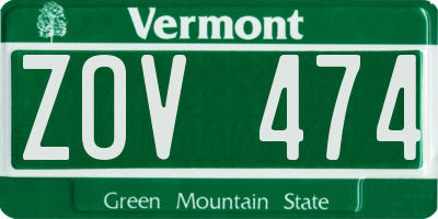 VT license plate ZOV474