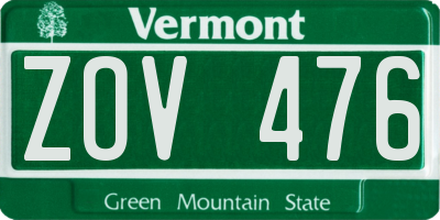 VT license plate ZOV476