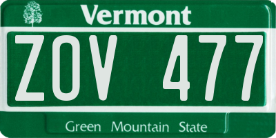 VT license plate ZOV477