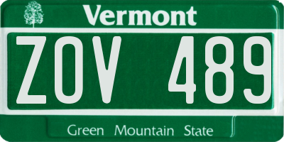 VT license plate ZOV489