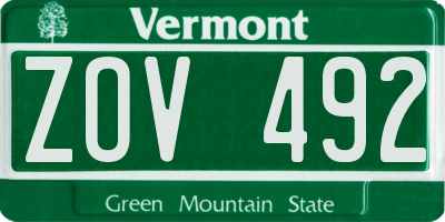 VT license plate ZOV492