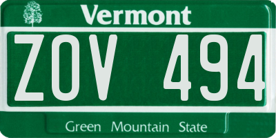 VT license plate ZOV494