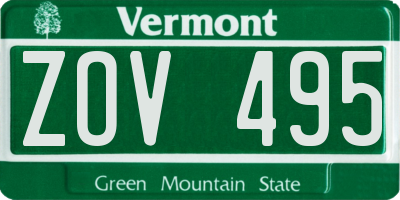VT license plate ZOV495