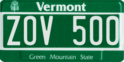 VT license plate ZOV500