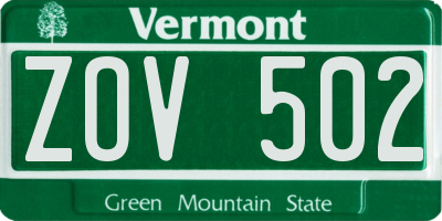 VT license plate ZOV502