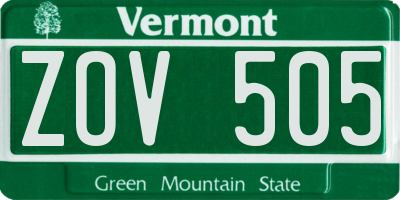 VT license plate ZOV505