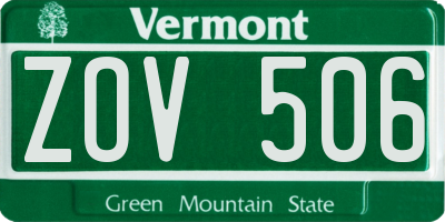 VT license plate ZOV506