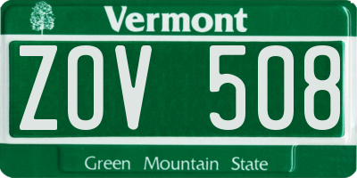 VT license plate ZOV508
