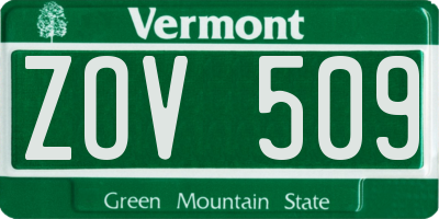 VT license plate ZOV509