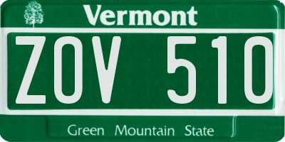 VT license plate ZOV510