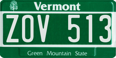 VT license plate ZOV513