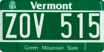 VT license plate ZOV515