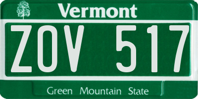 VT license plate ZOV517