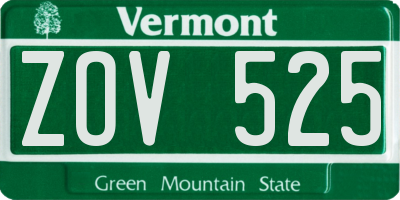 VT license plate ZOV525