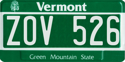 VT license plate ZOV526