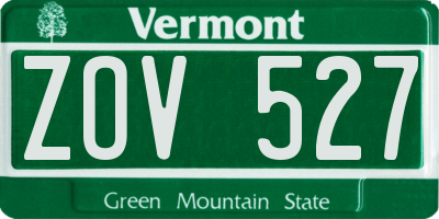 VT license plate ZOV527