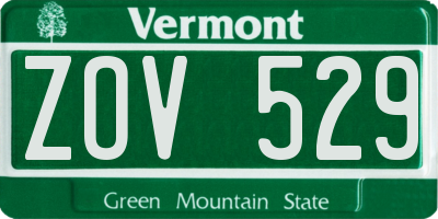 VT license plate ZOV529