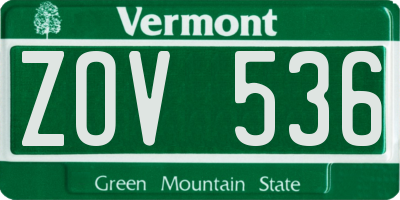 VT license plate ZOV536
