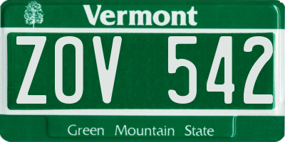 VT license plate ZOV542