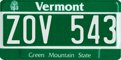 VT license plate ZOV543