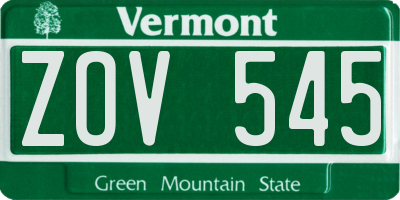 VT license plate ZOV545