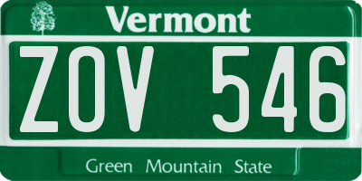 VT license plate ZOV546