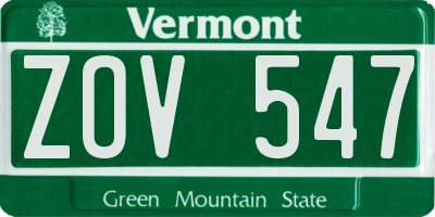 VT license plate ZOV547
