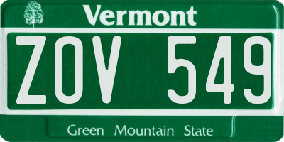 VT license plate ZOV549