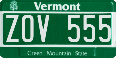 VT license plate ZOV555