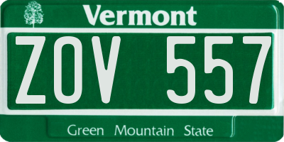 VT license plate ZOV557