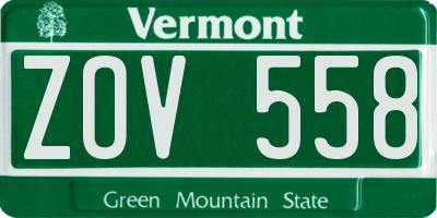VT license plate ZOV558