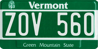 VT license plate ZOV560