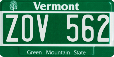 VT license plate ZOV562