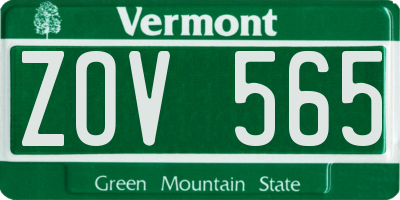 VT license plate ZOV565