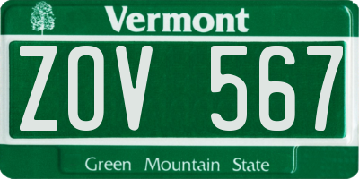VT license plate ZOV567
