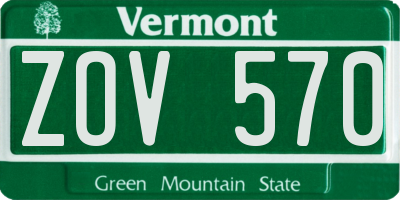 VT license plate ZOV570