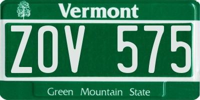 VT license plate ZOV575