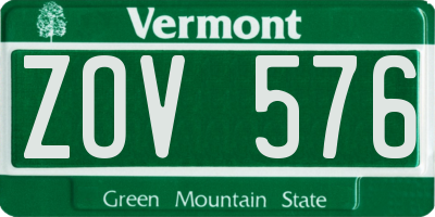VT license plate ZOV576
