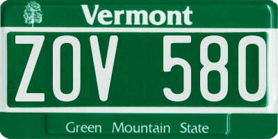 VT license plate ZOV580