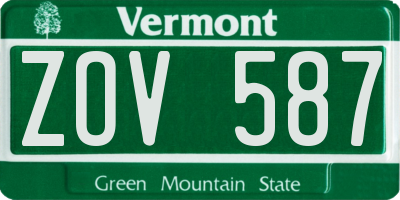 VT license plate ZOV587