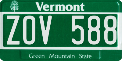 VT license plate ZOV588