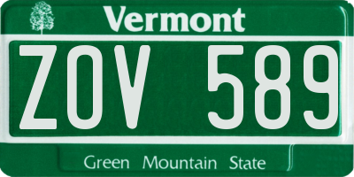 VT license plate ZOV589
