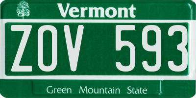 VT license plate ZOV593