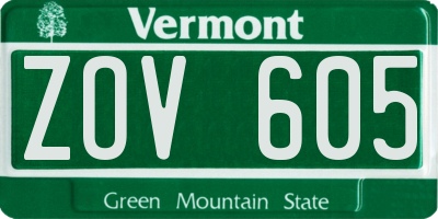 VT license plate ZOV605