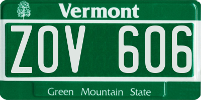VT license plate ZOV606