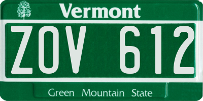 VT license plate ZOV612