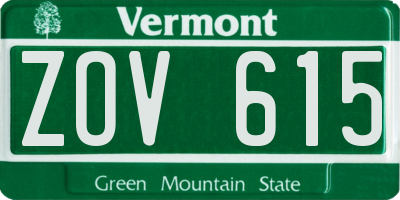 VT license plate ZOV615