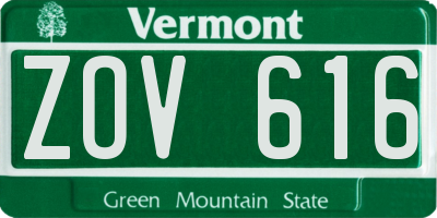 VT license plate ZOV616