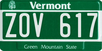 VT license plate ZOV617
