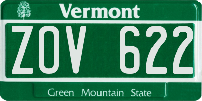 VT license plate ZOV622